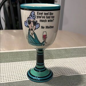 Maxine funny Blue and Black Wine Glass